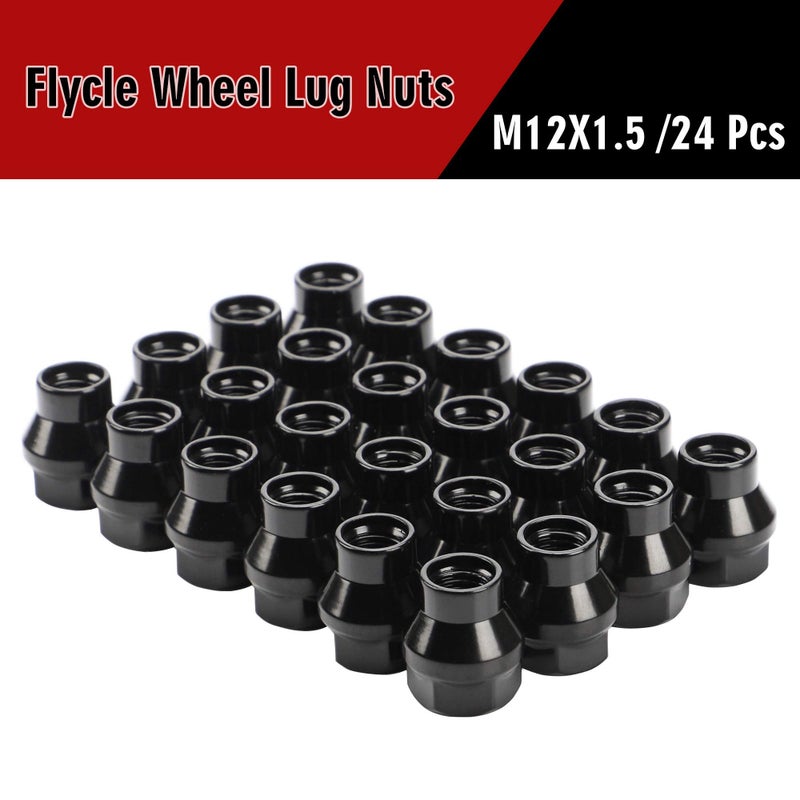 FLYCLE 12x1.5 Extended (ET) Lug Nuts, 24PCS M12x1.5 Black Open Ended Lug Nuts 7mm Shank for Tacoma 4runner FJ Cruiser Aftermarket Wheels - Image 5